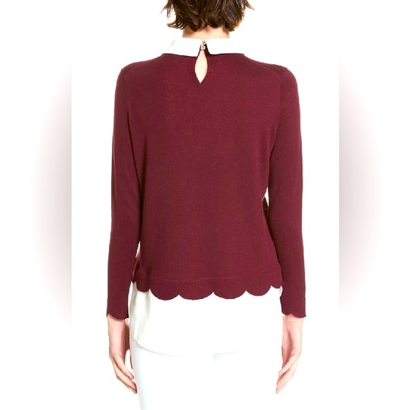 TED BAKER - SUZAINE EMBELLISHED LAYERED-LOOK SWEATER IN MAROON - Picture 2 of 4